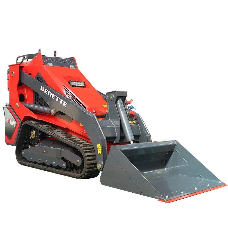 Derette XC1100 mini skid steer loader with bucket attachment